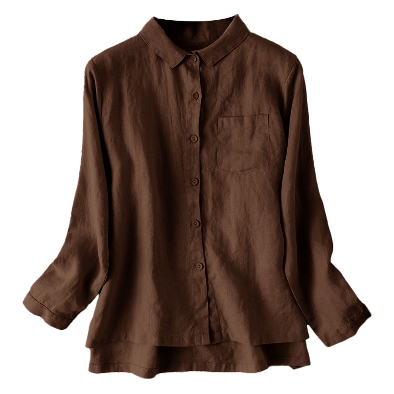 thumbnail image 4 of Camisa holgada de lino fino para mujer - Diseño vintage con solapa - Manga larga - Tallas M-XXL, 4 of 4
